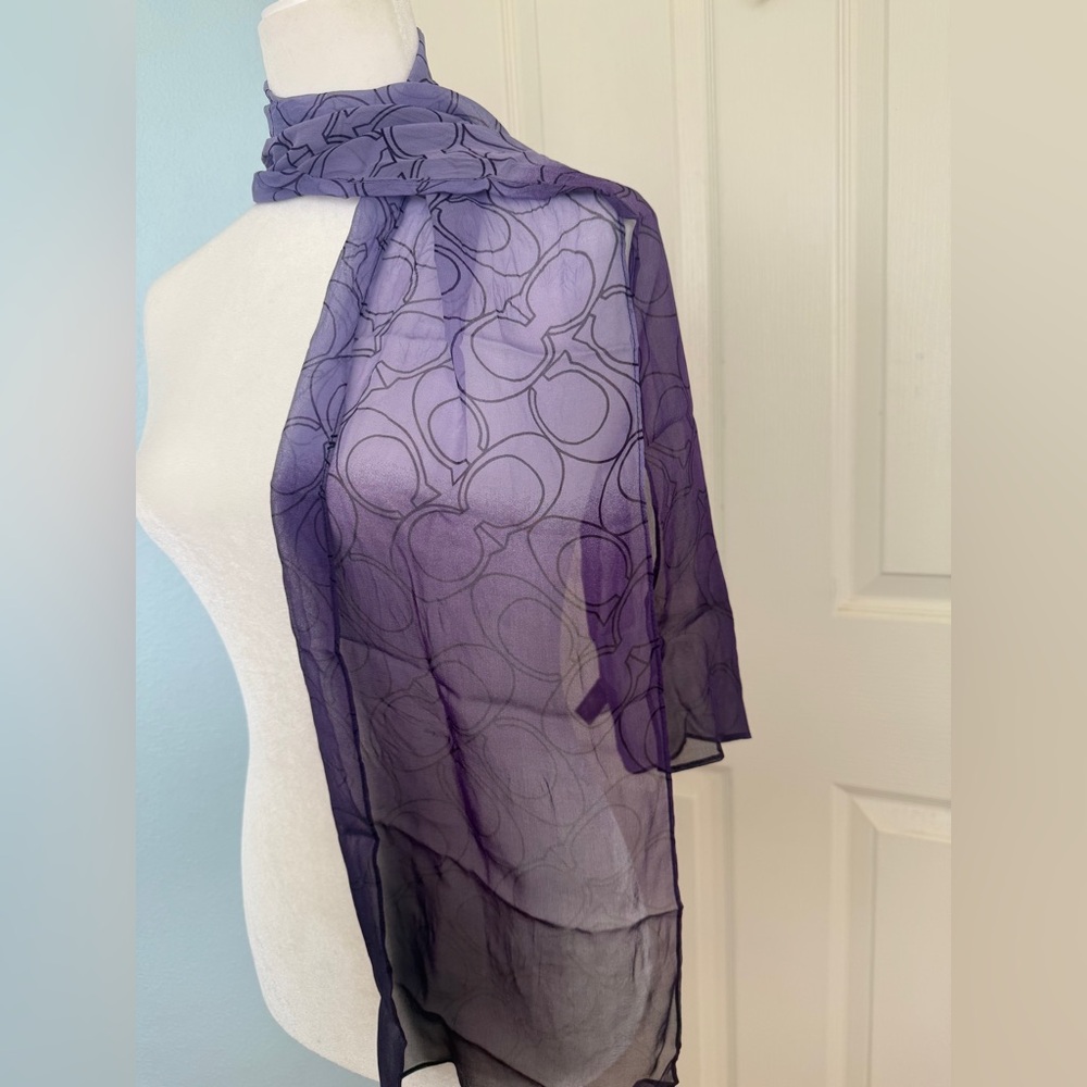COACH CC MONOGRAM PURPLE OMBRÉ 100% SILK SCARF